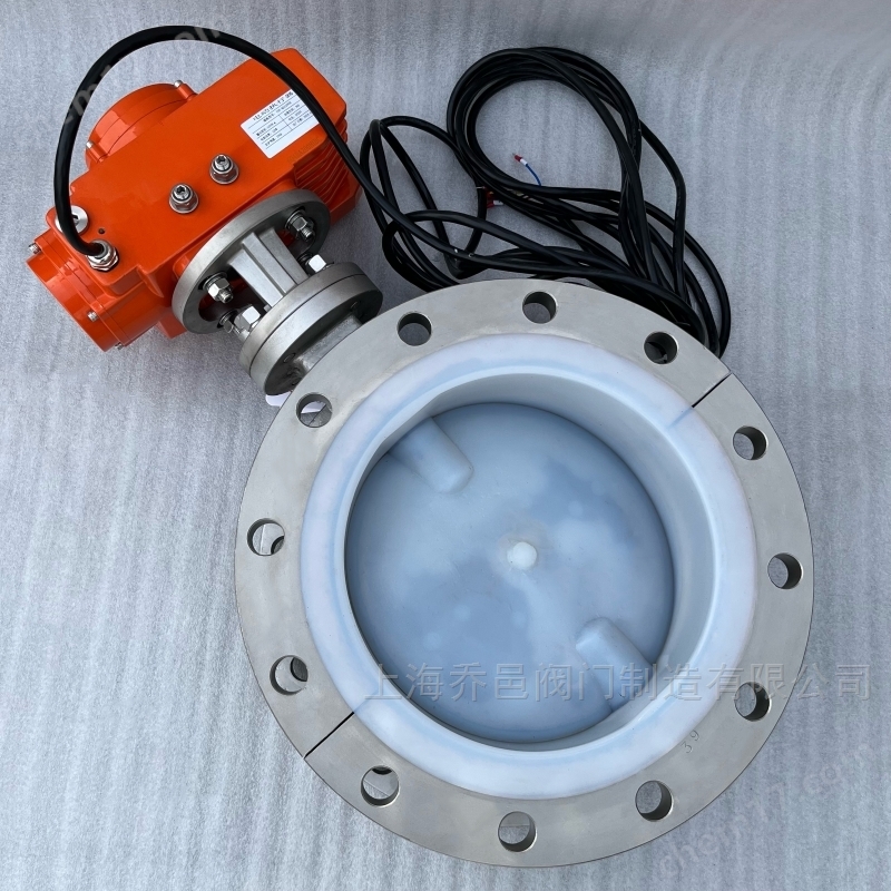 电动不锈钢衬氟法兰蝶阀 智能一体化电动不锈钢衬氟蝶阀